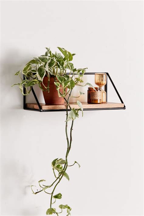 Urban Outfitters Addison Metal Bracket Wood Wall Shelf In Black